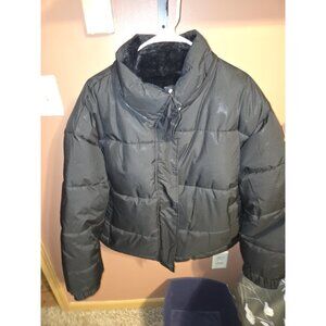 Snobbish Collection Black Collared Button Reversible  Puffer  Jacket Women 2X